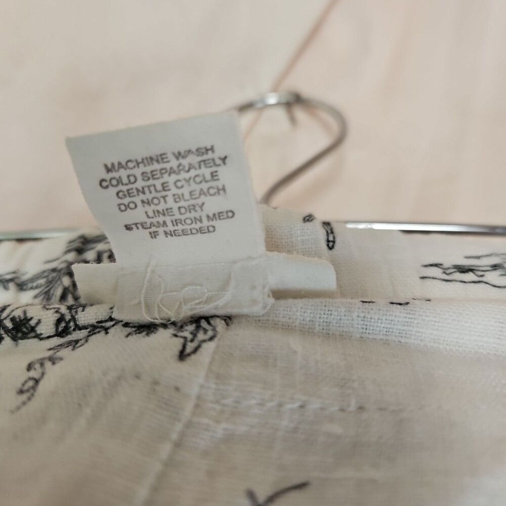 Aegean Toile Scenic Print Cropped Linen Pants Women's XS Breathable Quiet Luxury - Picture 7 of 7